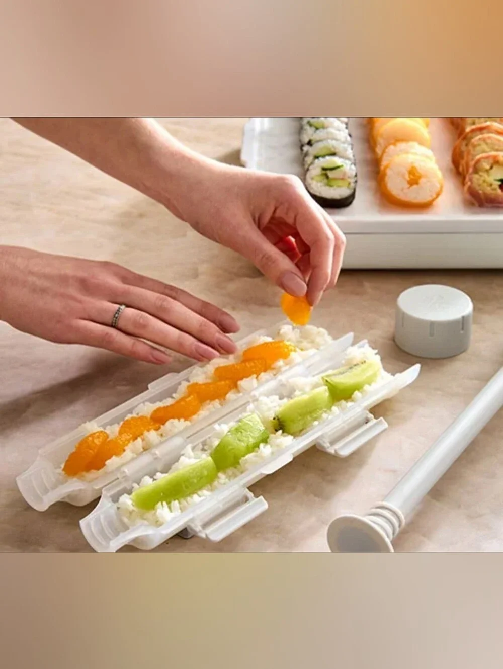White Sushi Roll Maker Kit - Easy Rice & Filling Mold
